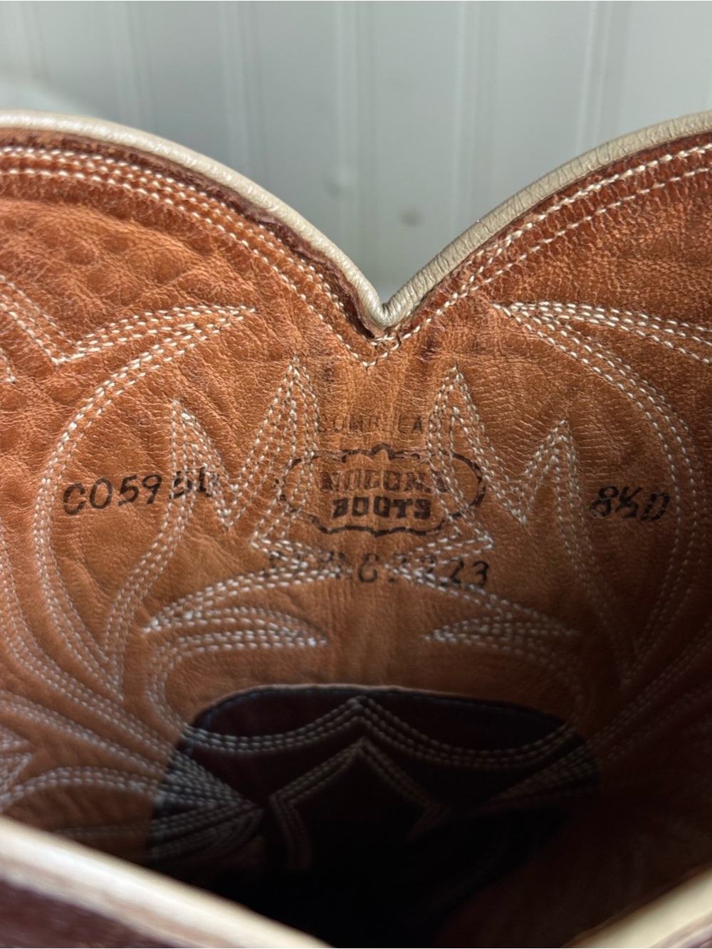 Vintage White Label Nocona Leather Western Cowboy Boots Men 8.5 Brown VTG Exotic - Picture 11 of 11